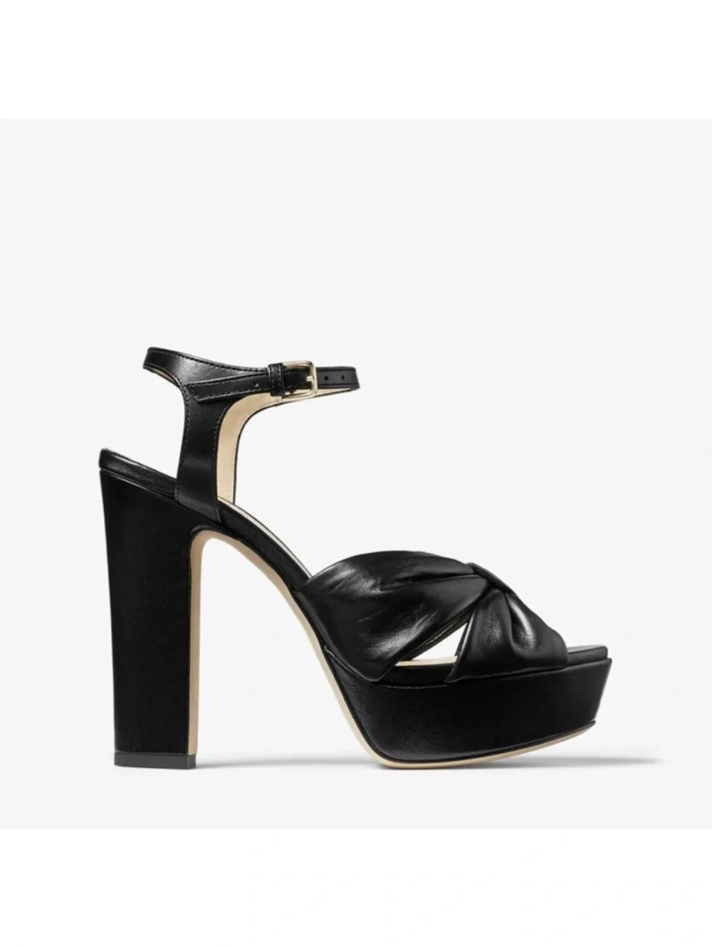New Jimmy Choo Heloise Black Nappa Leather Platform Sandals 40 $995